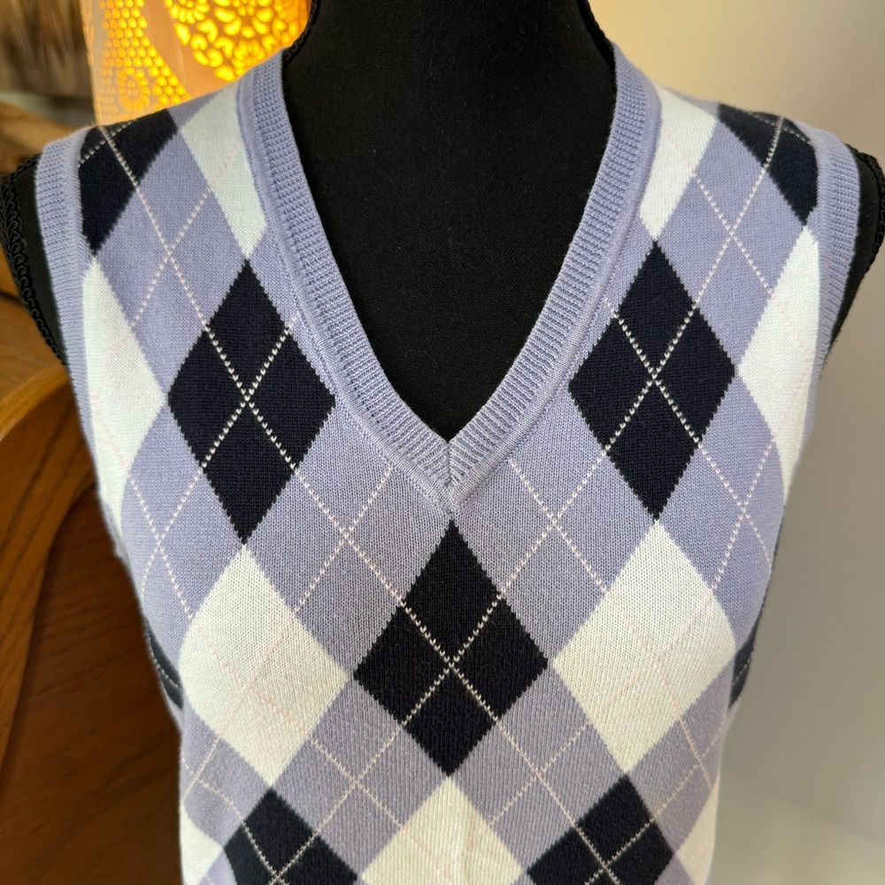 BROOKS BROTHERS szS Argyle V-Neck Sweater Vest SOFT Plaid Preppy Collegiate